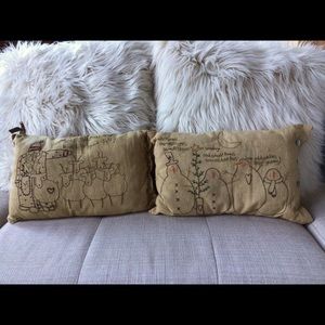 Vintage inspired embroidered Christmas pillows